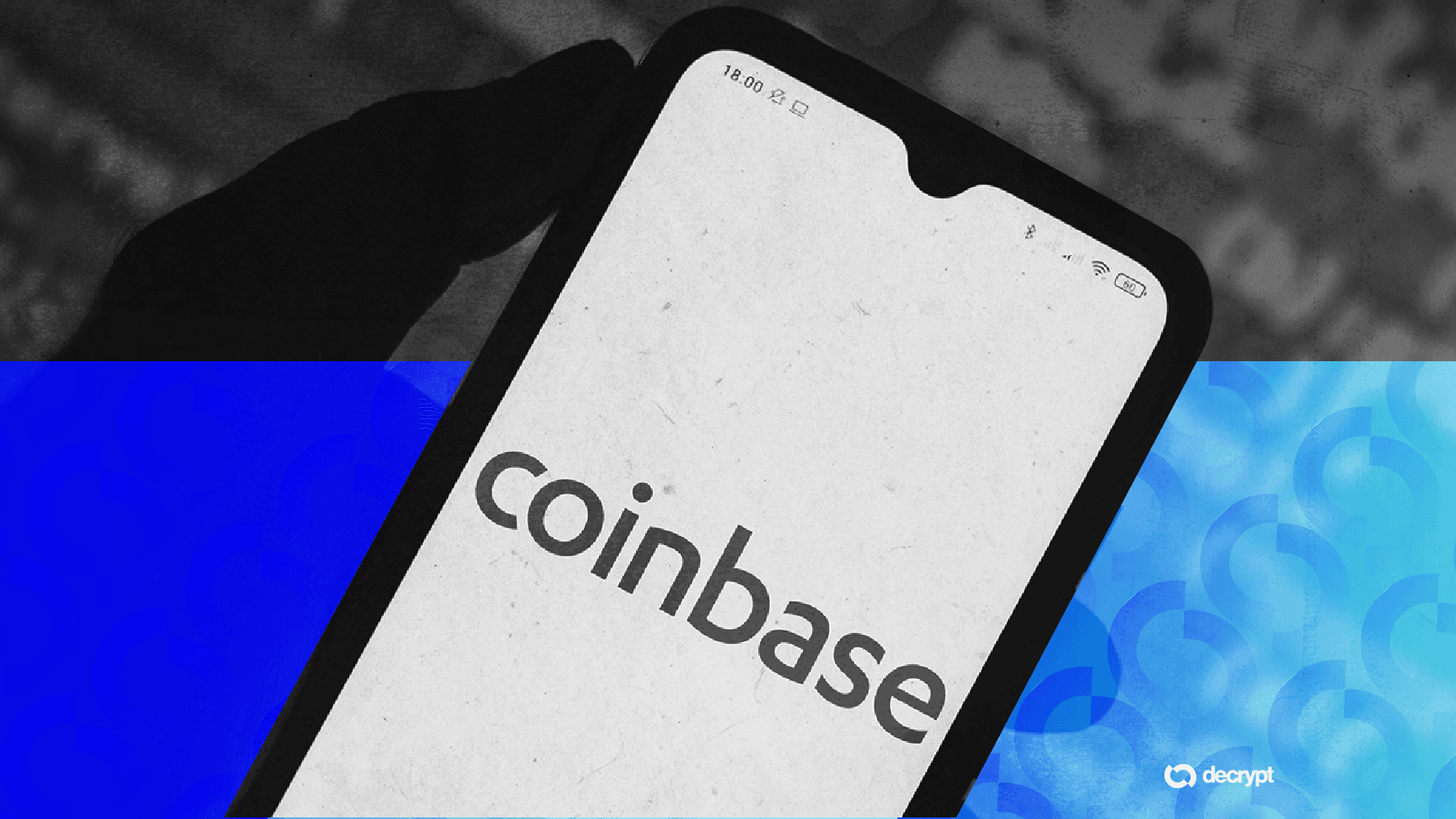 Coinbase-ის ლოგო და ციფრული ტრეიდინგის გრაფიკა