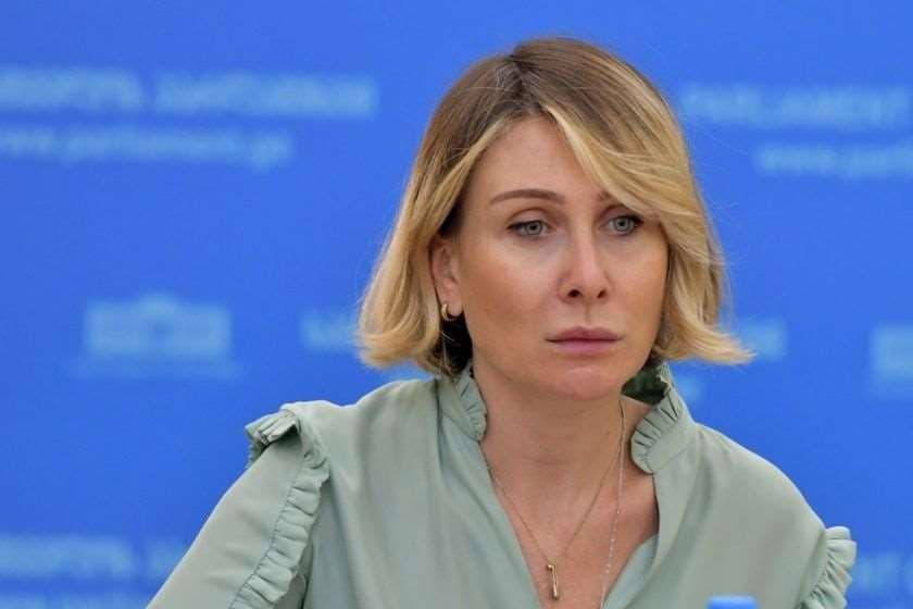 ნინო წილოსანი საქართველოს პარლამენტის ტრიბუნასთან