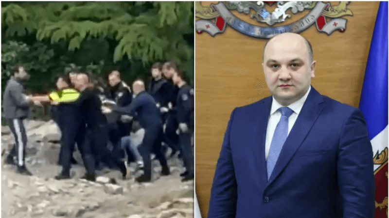 შსს-ს ადმინისტრაციული შენობა ან პოლიციის ლოგო