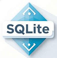 SQLite-ის ლოგო კოდის ფონზე