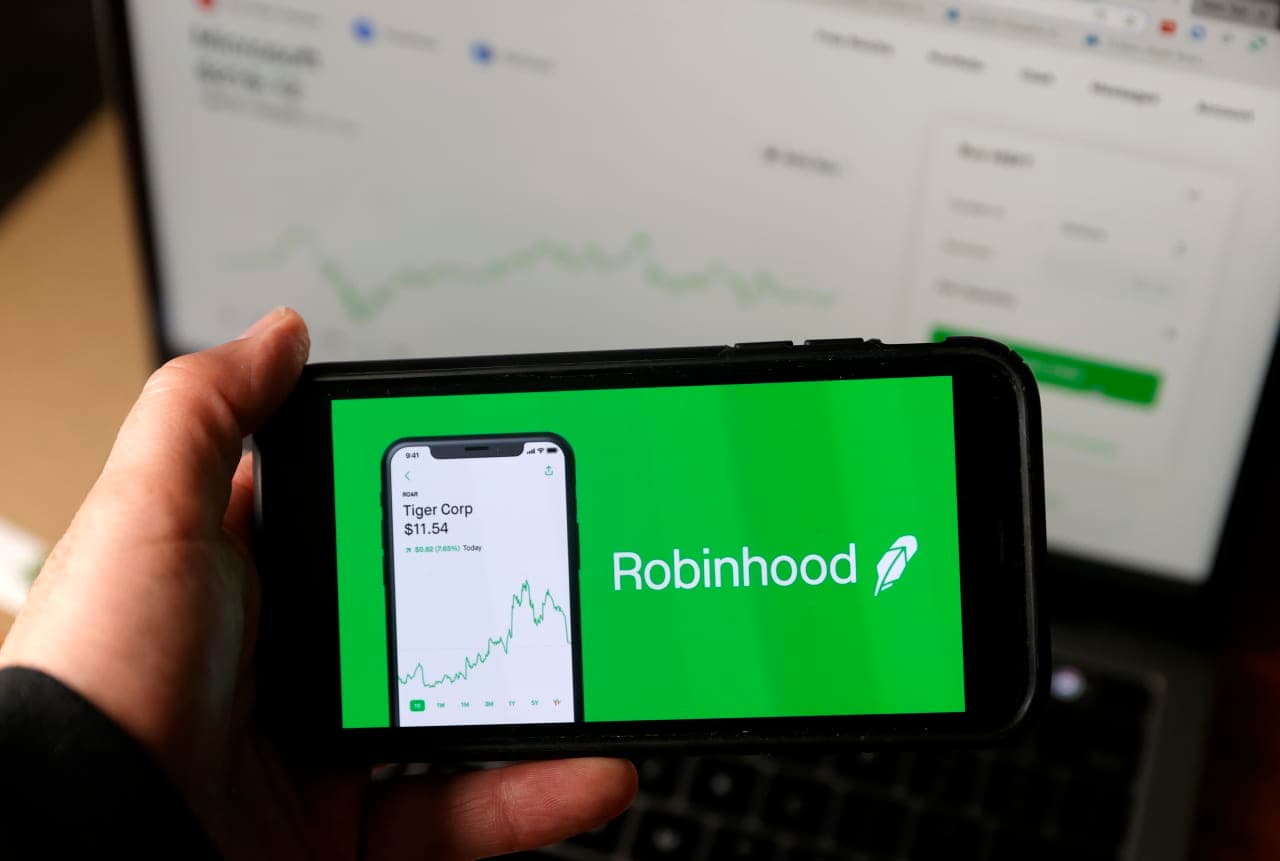 Robinhood-ის ოფისი და საფონდო ბირჟის გრაფიკი