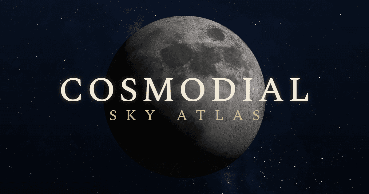 Cosmodial Sky Atlas-ის ინტერფეისის ხედი ვარსკვლავური ცის რუკით