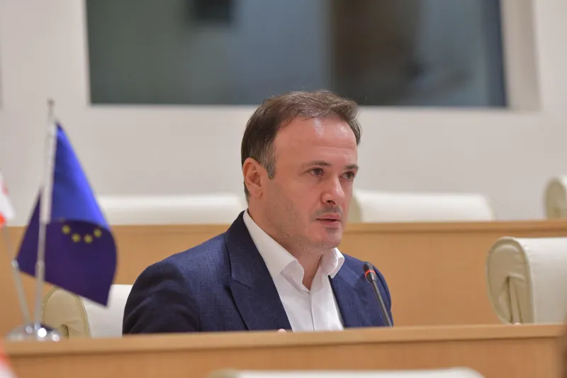 ირაკლი ზარქუა პარლამენტის ტრიბუნასთან