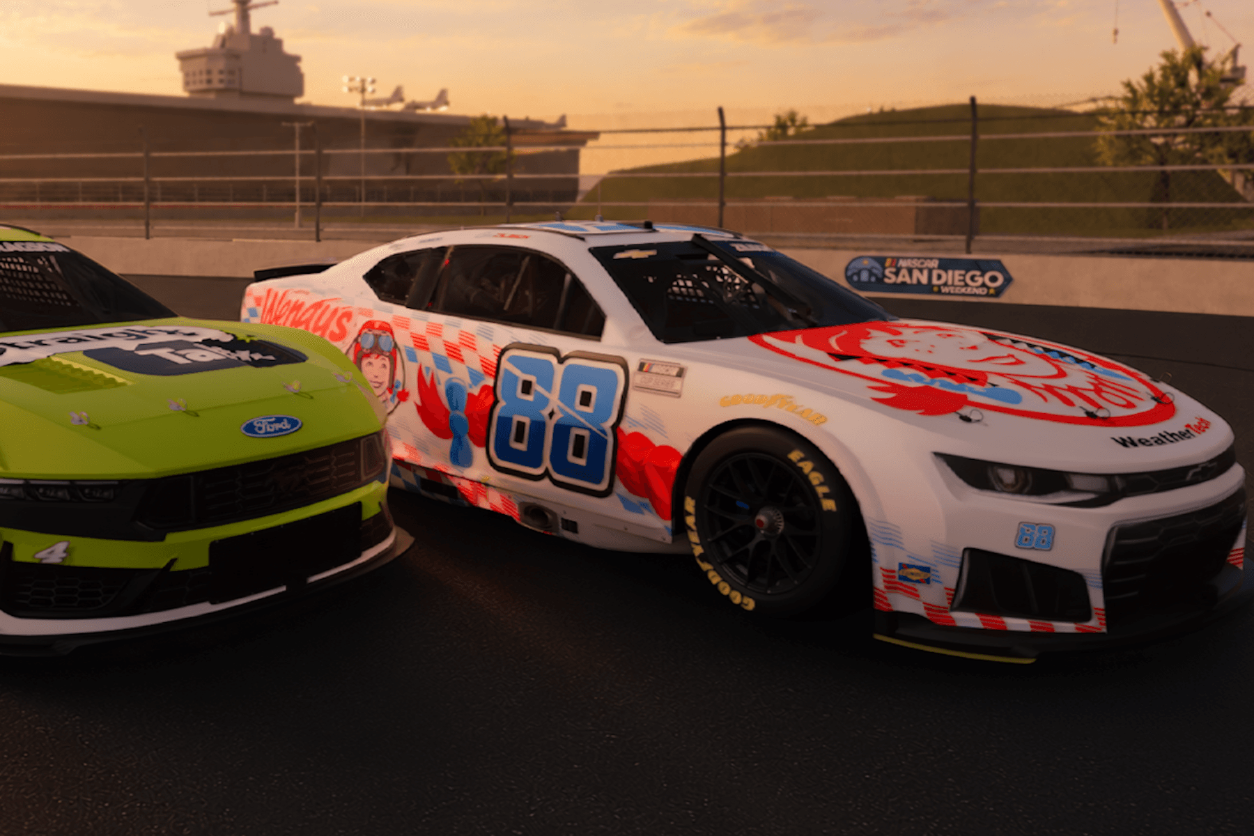 NASCAR-ის სარბოლო ავტომობილი Roblox-ის ვირტუალურ ტრასაზე