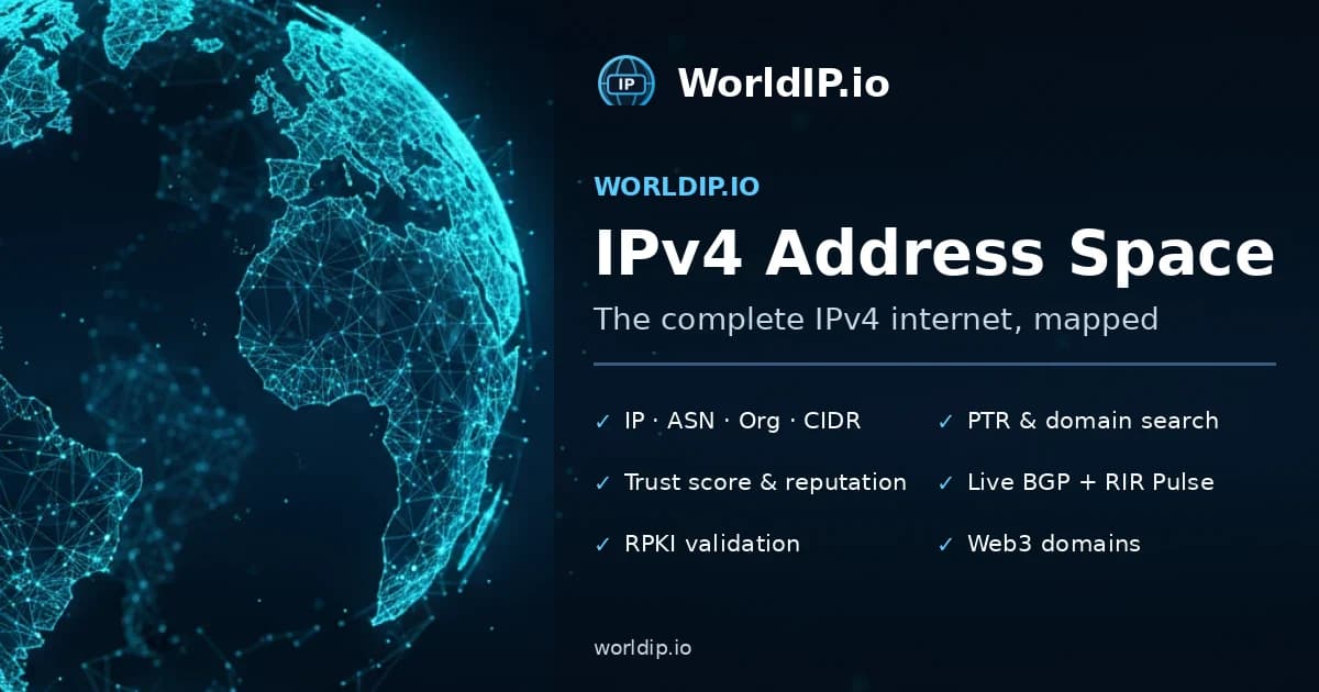 IPv4 მისამართების გლობალური რუკა WorldIP.io პლატფორმაზე