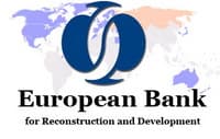 EBRD-ის ლოგო და საქართველოს ეკონომიკური მაჩვენებლების გრაფიკი