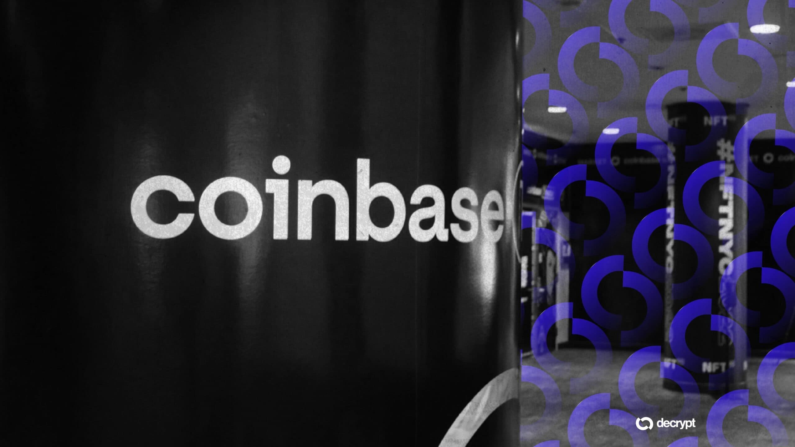 Coinbase-ის ლოგო და SpaceX-ის კოსმოსური ხომალდი