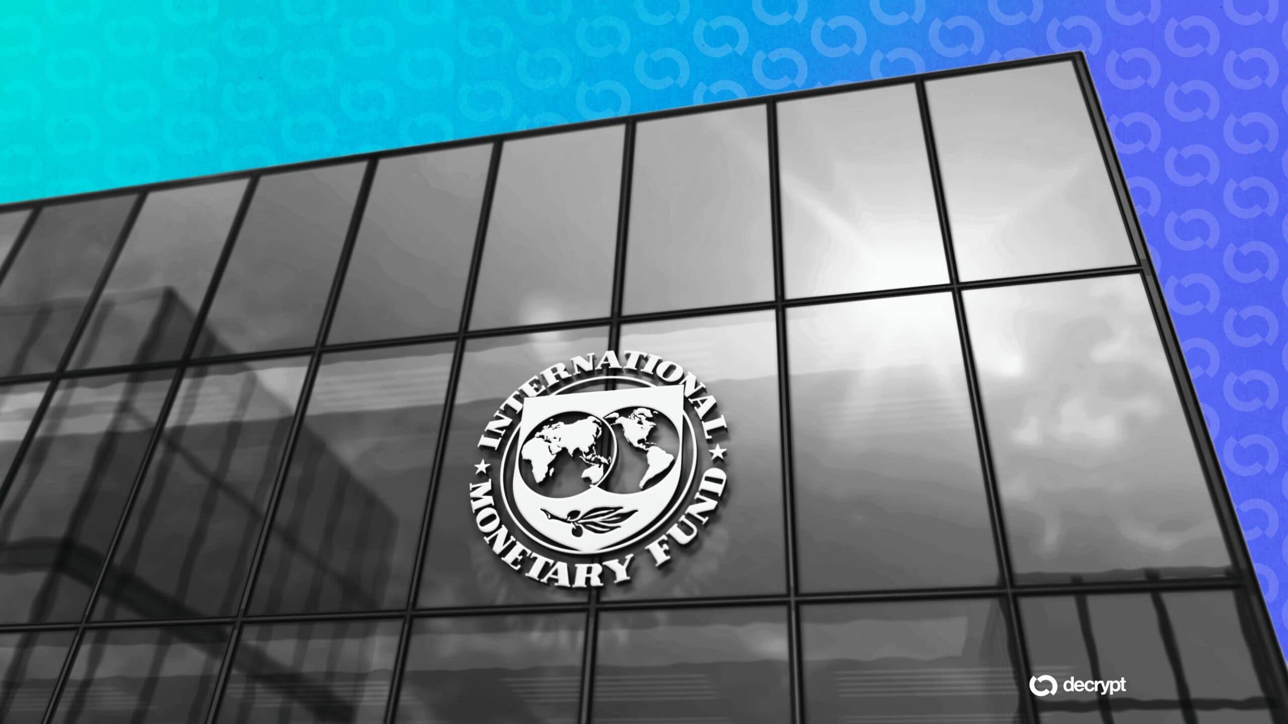 IMF-ის ლოგო და ციფრული ვალუტის კონცეფცია
