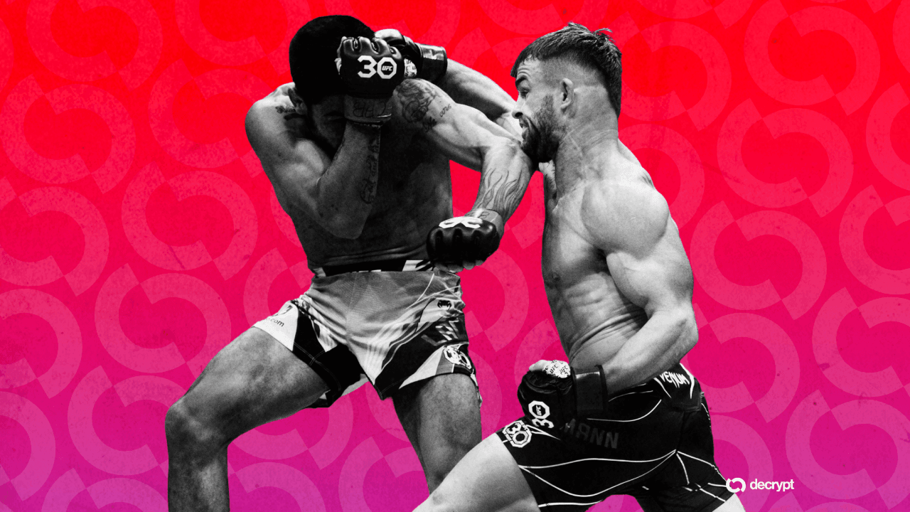UFC-ის ოქტაგონი კრიპტოვალუტის ლოგოებით გაფორმებული