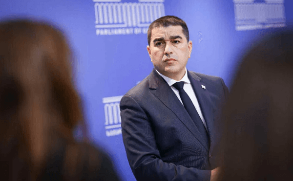 შალვა პაპუაშვილი აბასთუმანში ჟურნალისტებთან საუბრისას
