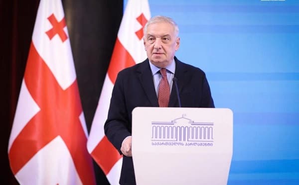 გია ვოლსკი პარლამენტის ტრიბუნასთან