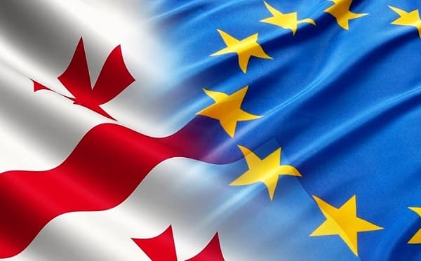 ევროკავშირისა და საქართველოს დროშები ბრიუსელში