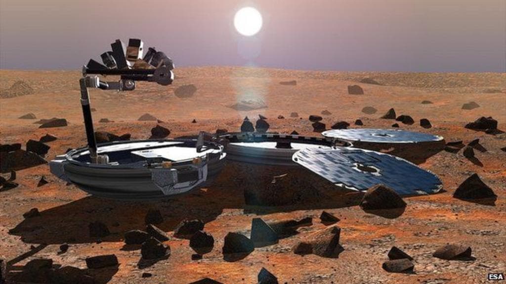Beagle 2-ის მისიაზე დაფუძნებული მემორიალური დაფის ვიზუალი