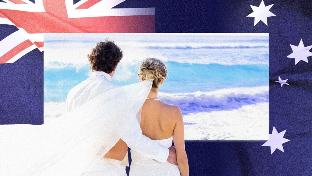 Married at First Sight Australia-ს ლოგო და მონაწილეების კადრები