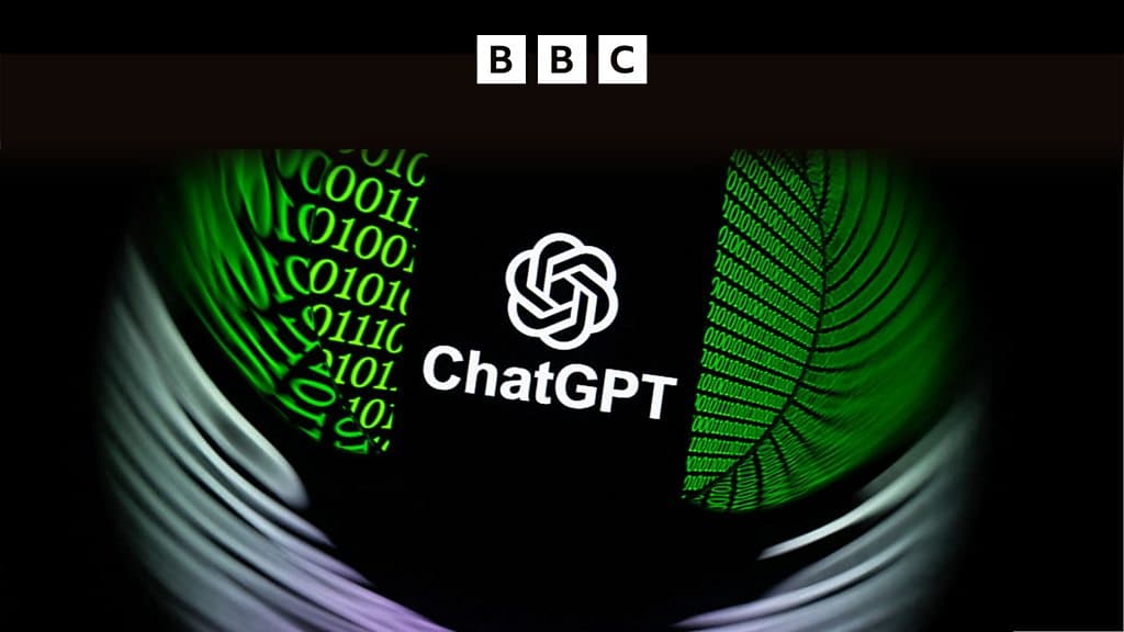 ChatGPT-ის ლოგო სმარტფონის ეკრანზე მატრიცის სტილის ფონით
