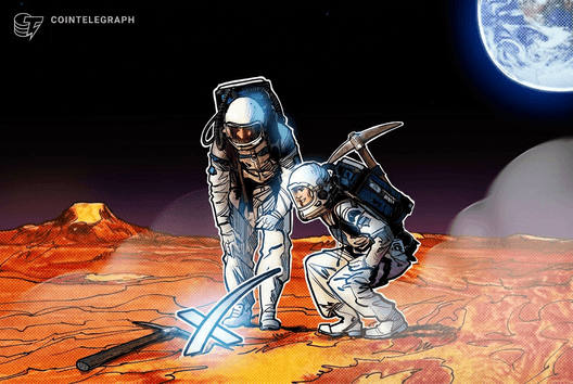 Blockchain.com-ის ლოგო და SpaceX-ის კოსმოსური ხომალდი