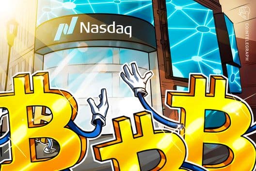 ბიტკოინისა და Nasdaq-ის ფასების გრაფიკები მონიტორზე