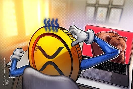 XRP-ის ფასის გრაფიკი, რომელიც დაღმავალ ტენდენციას ასახავს