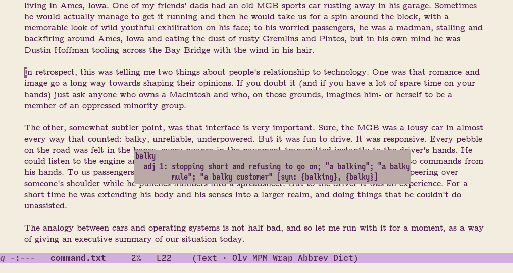 Emacs-ის ინტერფეისი კოდის რედაქტირებისას