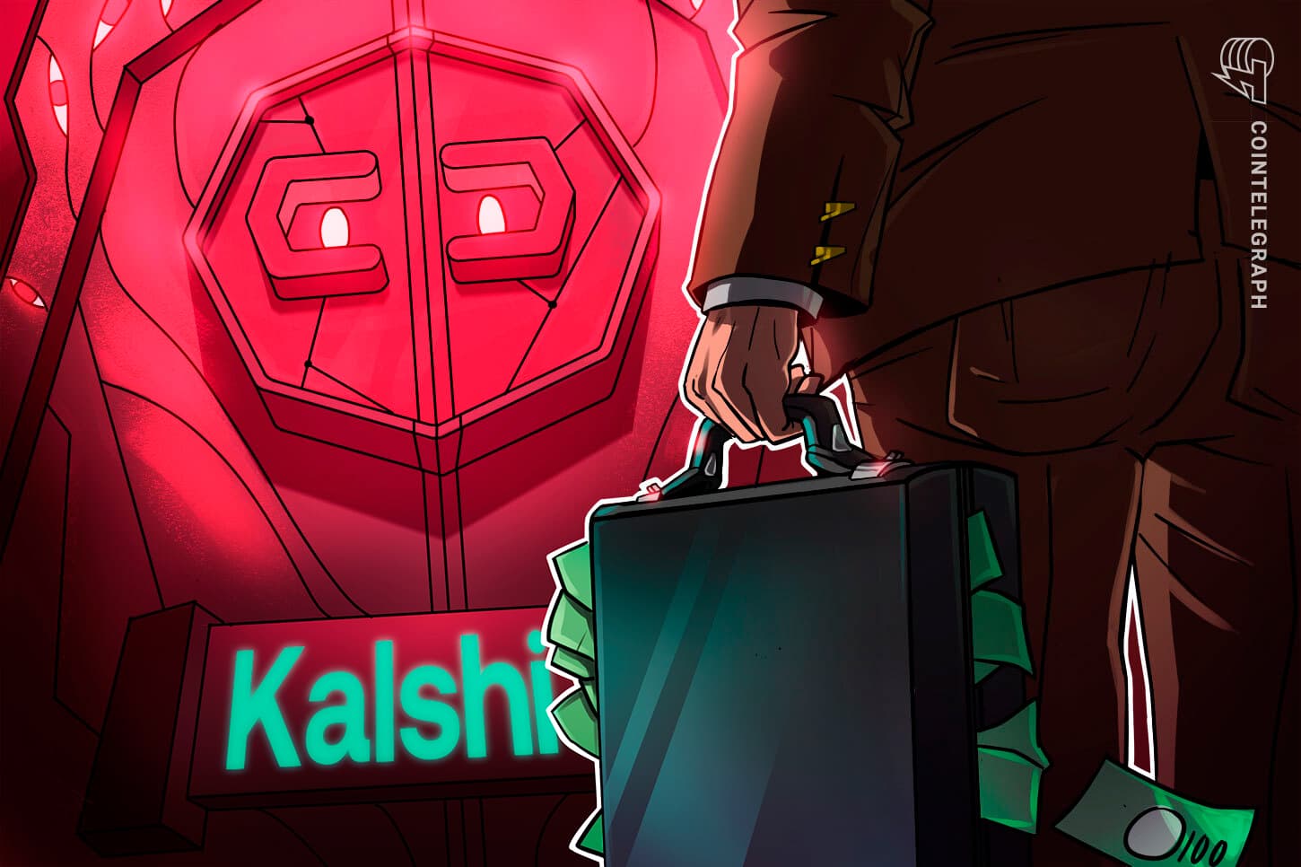 Kalshi-ს ლოგო და მონიტორინგის ინტერფეისის ვიზუალიზაცია
