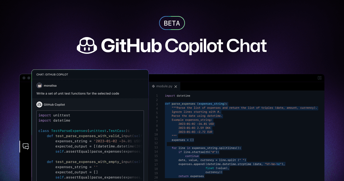 GitHub Copilot-ის ლოგო და კოდის რედაქტირების პროცესი
